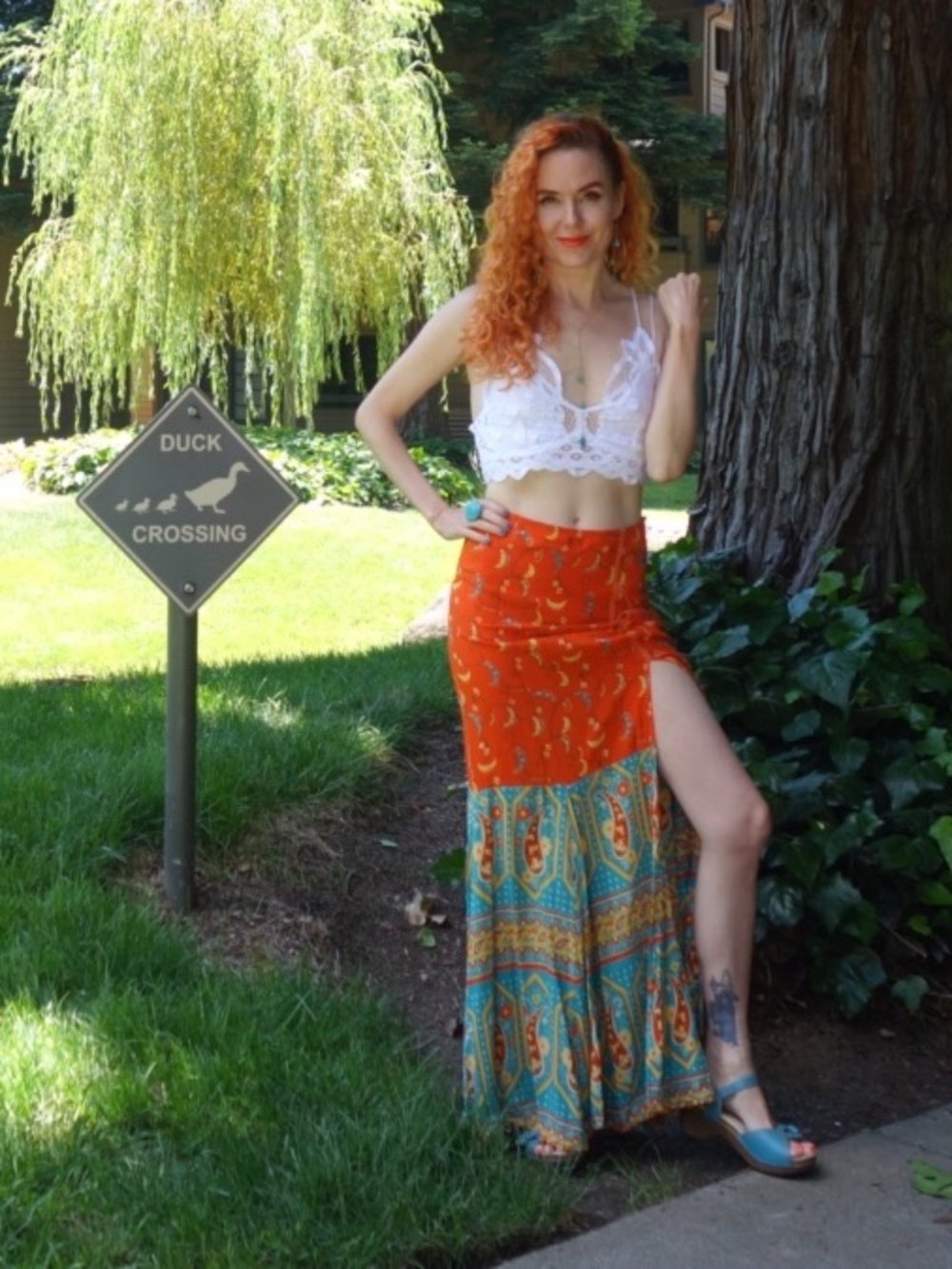 Arnhem vintage maxi skirt with high slit S